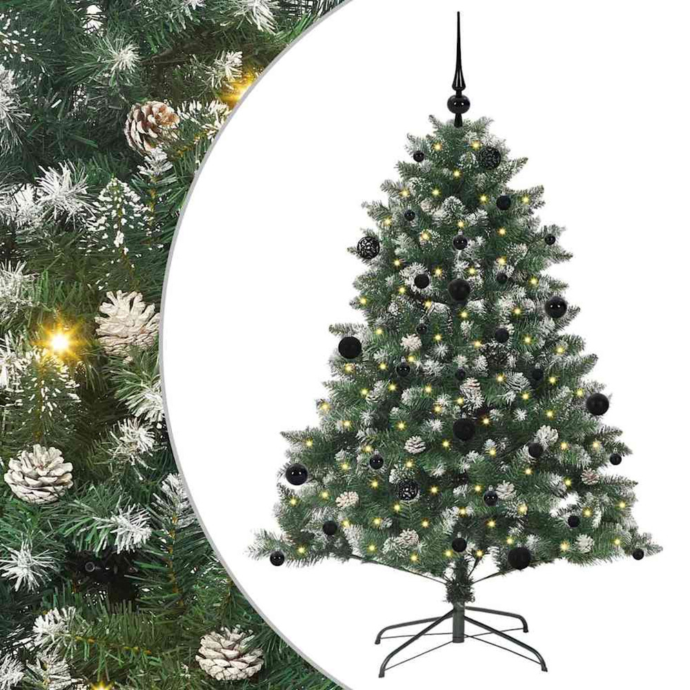 Sapin de noël artificiel vert 150 cm pvc, plastique et acier