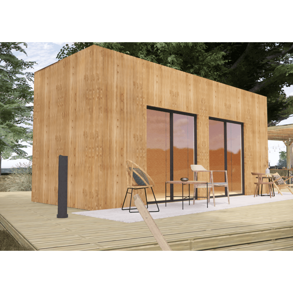 Bureau de jardin 4 saisons en bois 6,6 x 2,4 x 3,2 m / isolation re2020 avec plancher isolé / menuiseries alu k-line