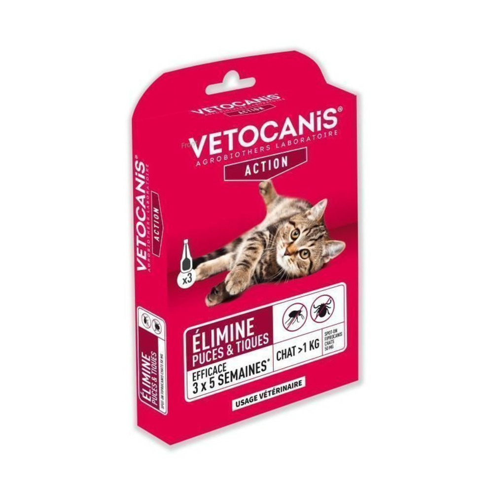 Vetocanis pipettes spot on, anti-puces et anti-tiques - pour chat