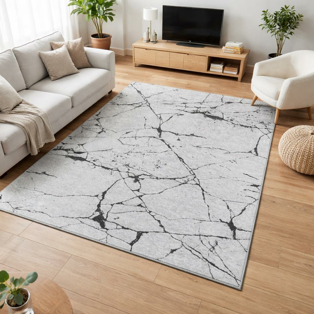 Tapis de cuisine 80x120 lyn11 marb gris, facile d'entretien