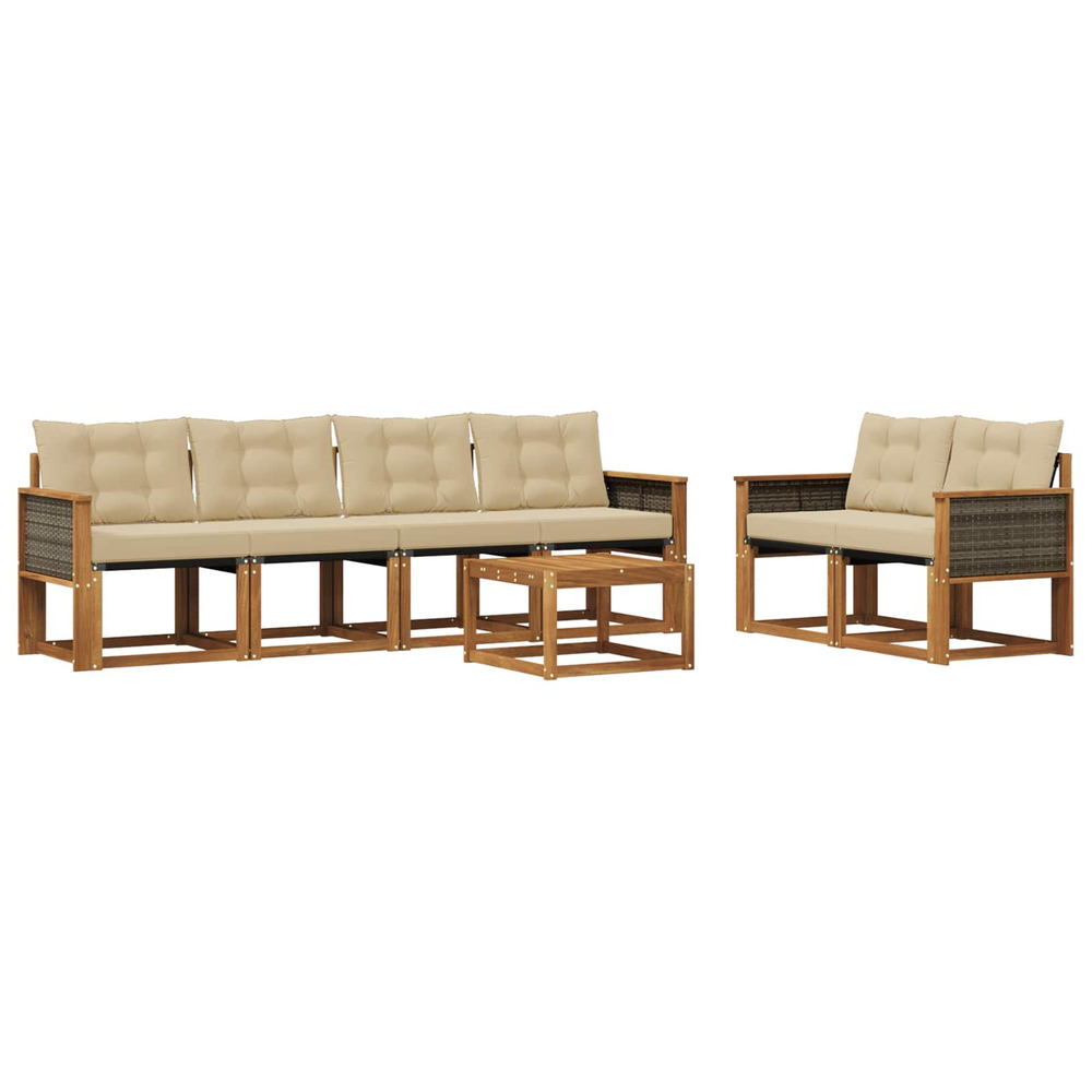 Ensemble de canapés d'extérieur 7 pcs naturel et beige