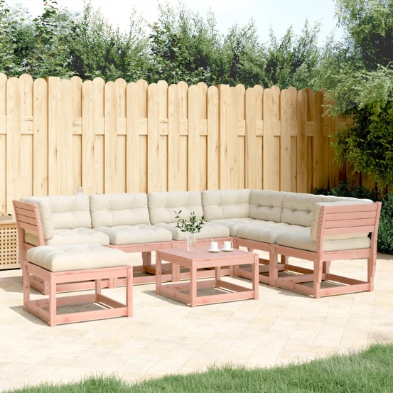 Salon de jardin 7 pcs avec coussins bois massif douglas