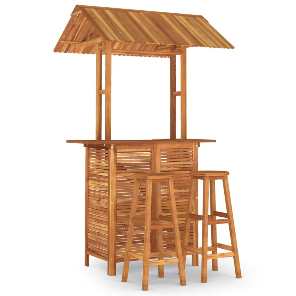 Ensemble de bar de jardin 3 pcs bois d'acacia solide