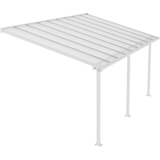 Pergola à adosser en aluminium blanc et polycarbonate olympia 3 x 5.5 m