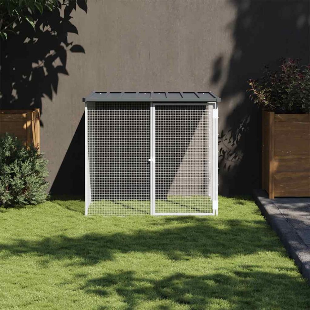 Poulailler acier galvanisé pour volailles avec toit protecteur 103x98x90cm anthracite
