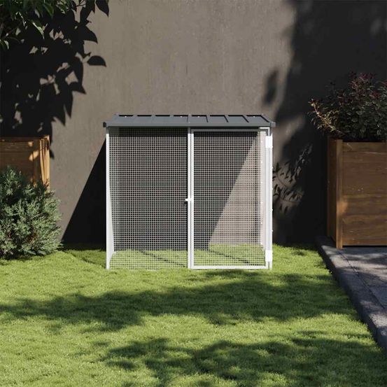Poulailler acier galvanisé pour volailles avec toit protecteur 103x98x90cm anthracite