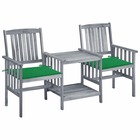 Chaises de jardin avec table à thé et coussins acacia solide gris
