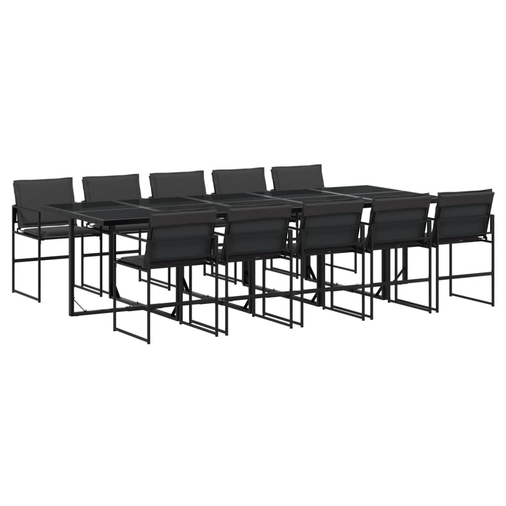 Ensemble à manger de jardin avec coussins 11 pcs noir textilène