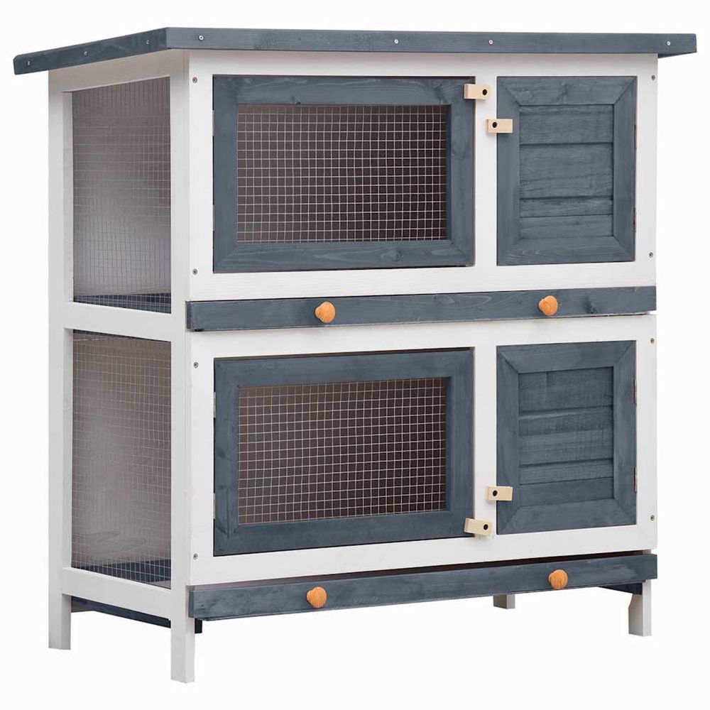 Clapier d'extÃ©rieur 4 portes Gris Bois