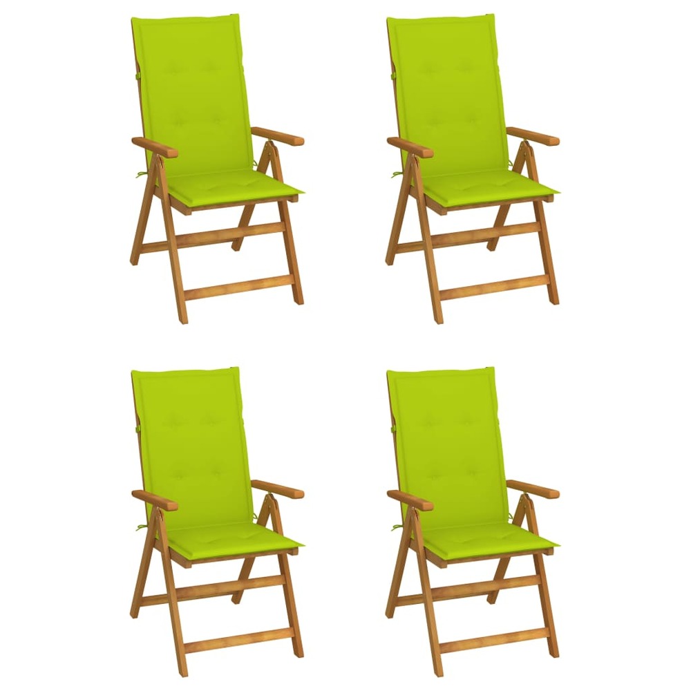 Chaises inclinables de jardin lot de 4 et coussins bois acacia