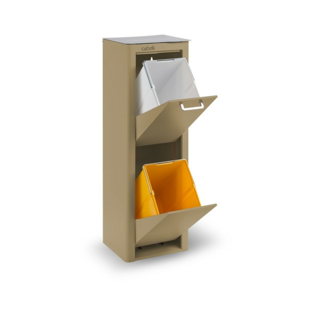 Poubelle cuisine de tri sélectif cubek, 2 compartiments de 20 litres.