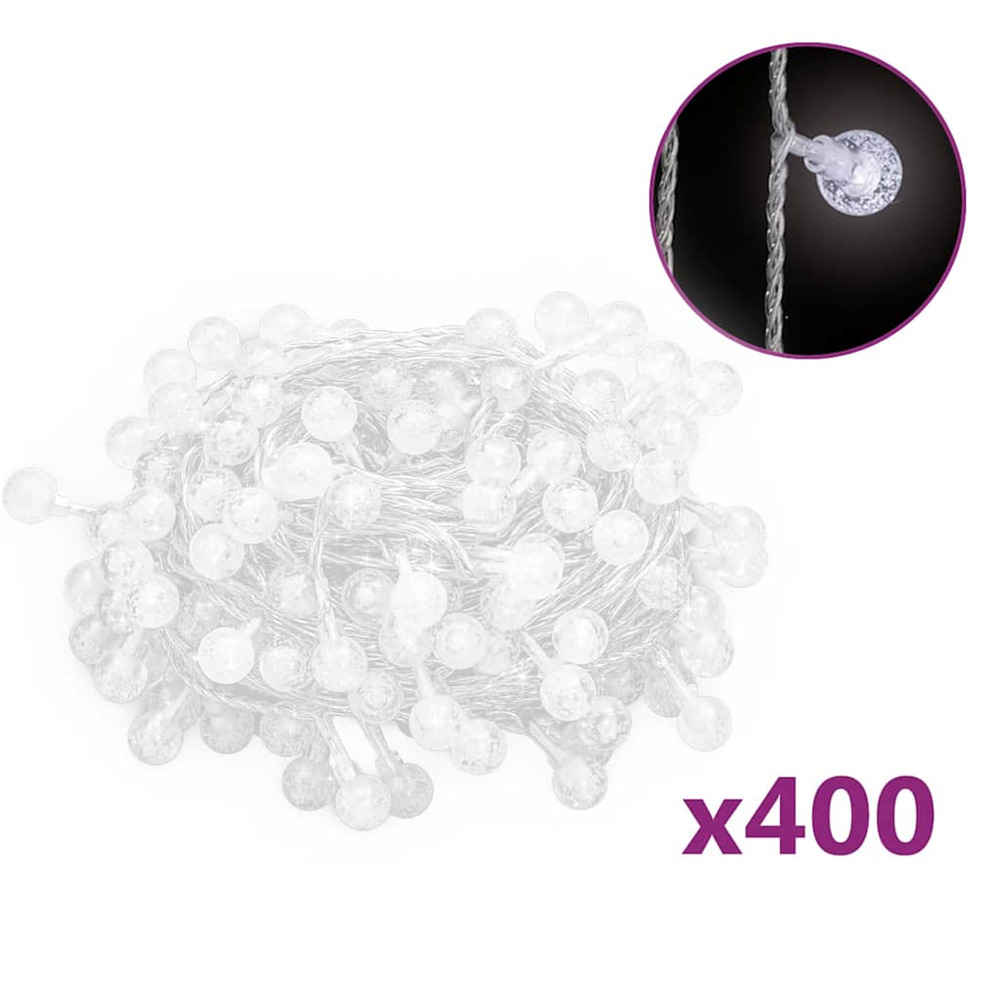 Guirlande lumineuse globe 40 m 400 led blanc froid 8 fonctions