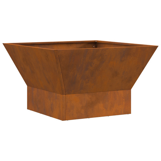 Foyer carré marron 60x60x35 cm en acier résistant aux intempéries