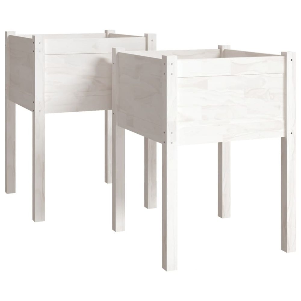 Jardinière d'extérieurs 2 pcs blanc 50x50x70 cm bois de pin massif