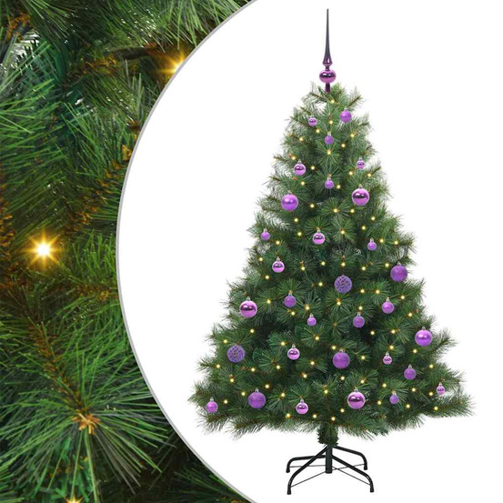 Sapin de noël artificiel avec 150 led vert 150 cm pe et pvc