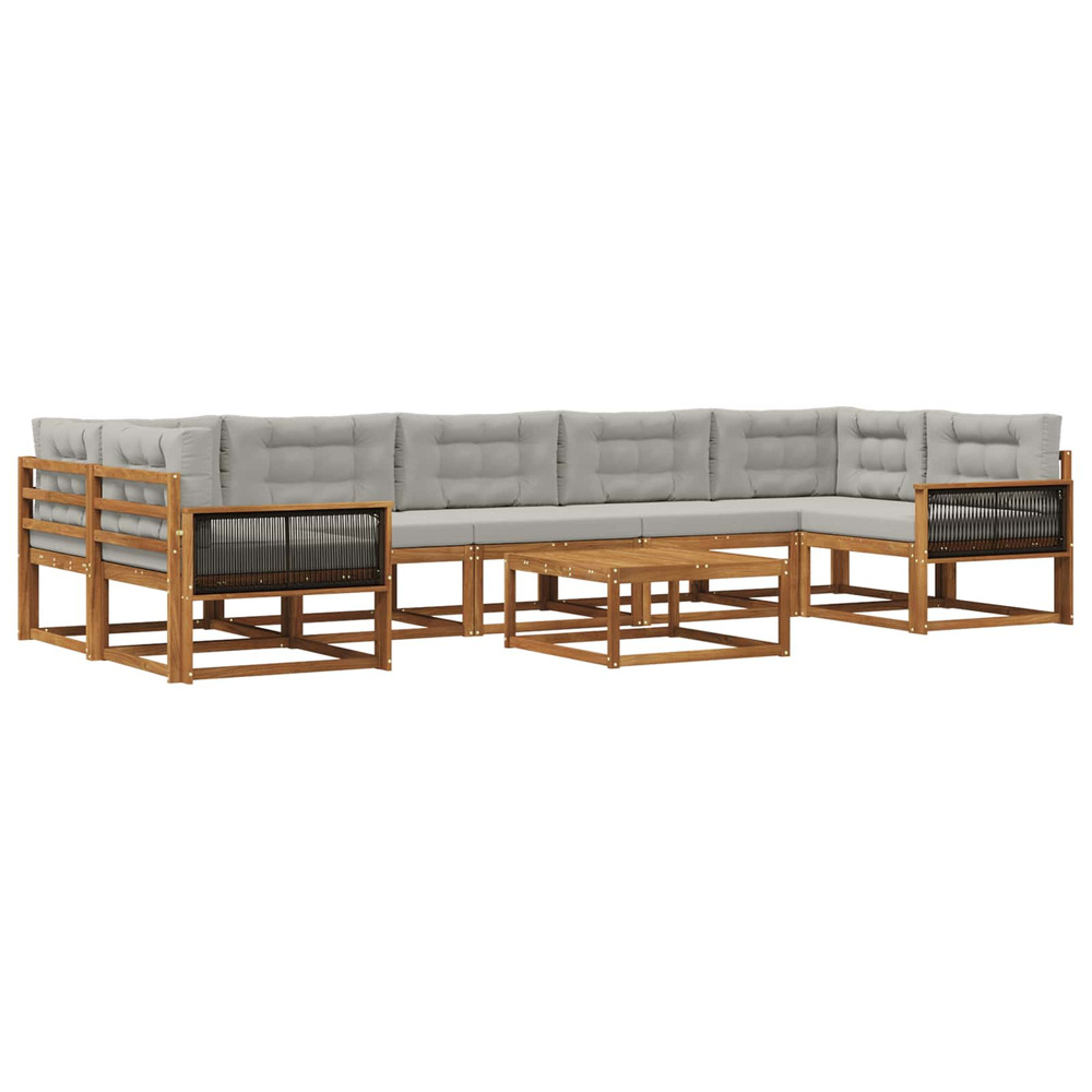 Ensemble de canapés d'extérieur 8 pcs naturel et gris clair