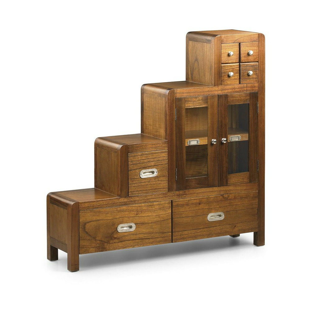 Meuble escalier 7 tiroirs bronze bois marron - athénaïs décoration d'autrefois