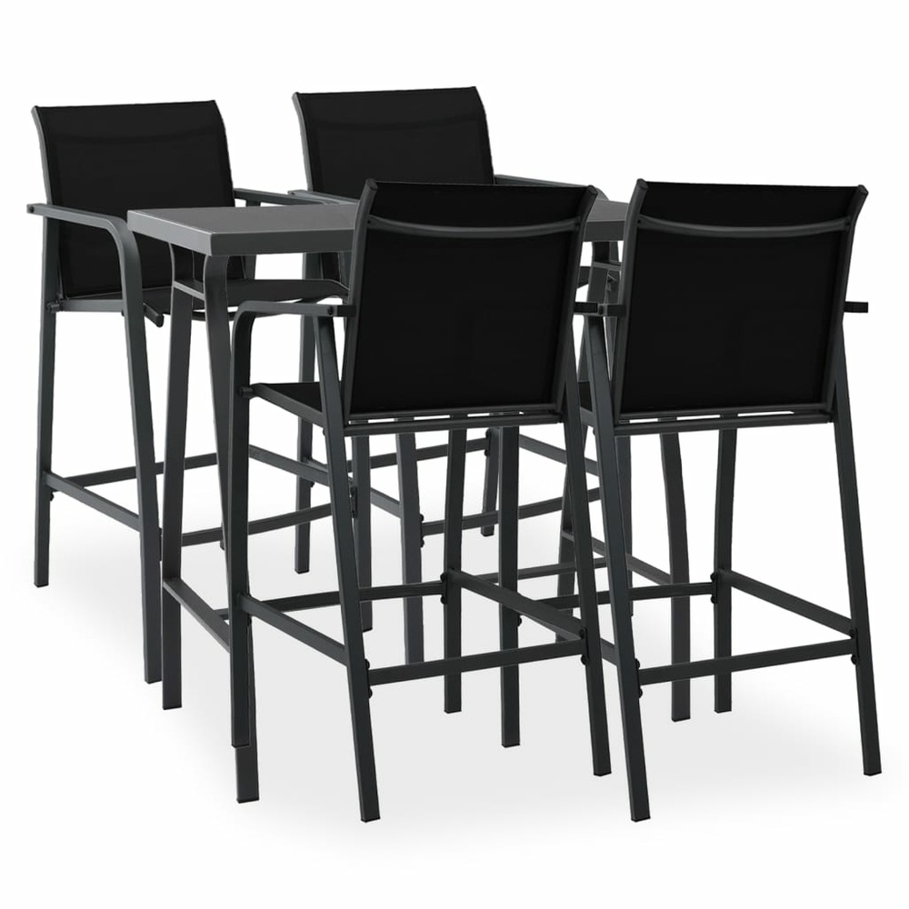 Ensemble de bar de jardin 5 pièces noir