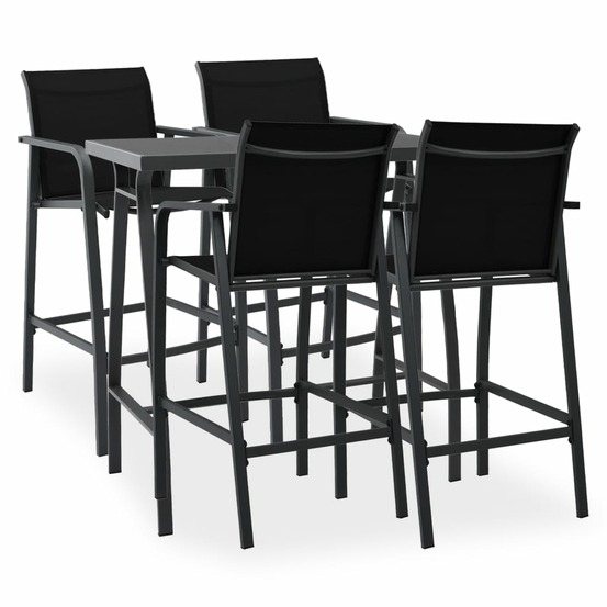 Ensemble de bar de jardin 5 pièces noir