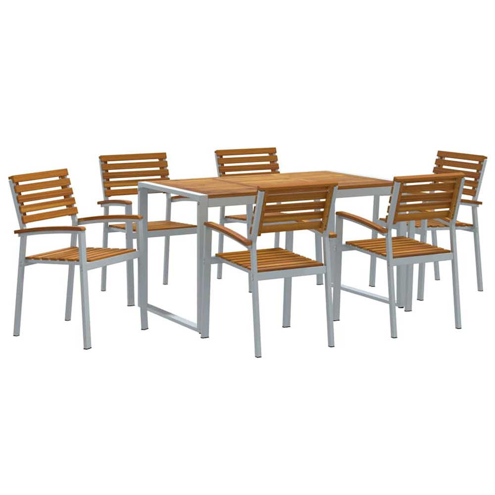Ensemble de salle à manger pour jardin 7 pcs gris