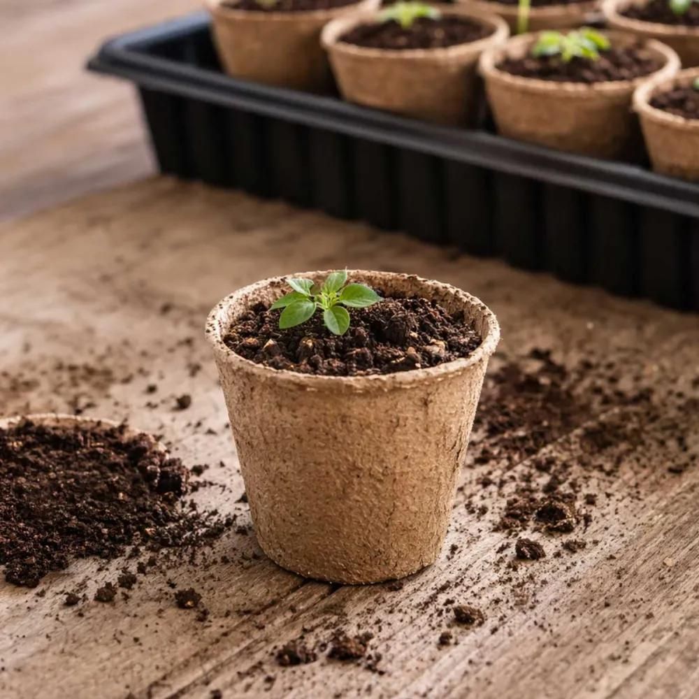 Lot de 60 pots biodégradables ronds ø6cm pour semis et culture
