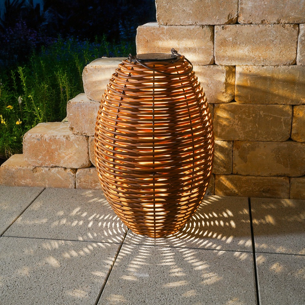 Esotec solar lampe en rotin victoria 60, usb, fonction cct, poly rotin, 102279