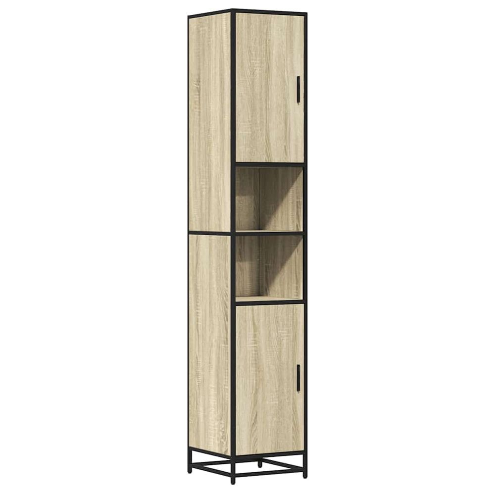 Armoire de salle de bain chêne sonoma bois d'ingénierie métal