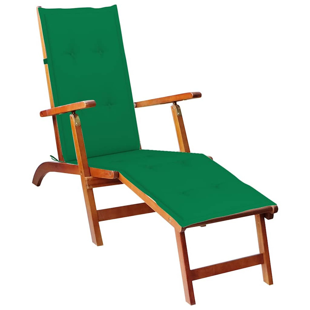 Chaise longue d'extérieur repose-pied et coussin acacia solide bain de soleil