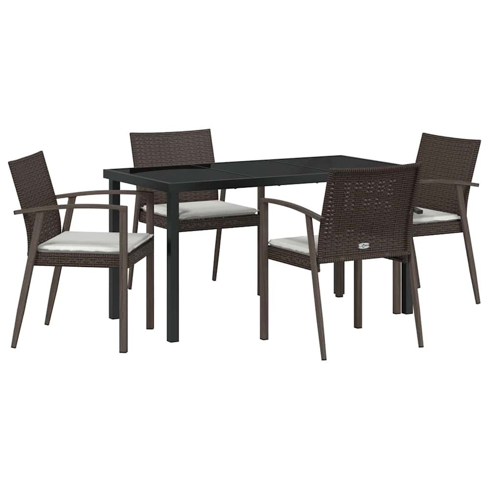 Ensemble de salle à manger pour jardin 5 pc marron et noir