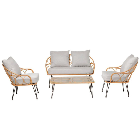 Salon de jardin 4 places en résine rotin porto