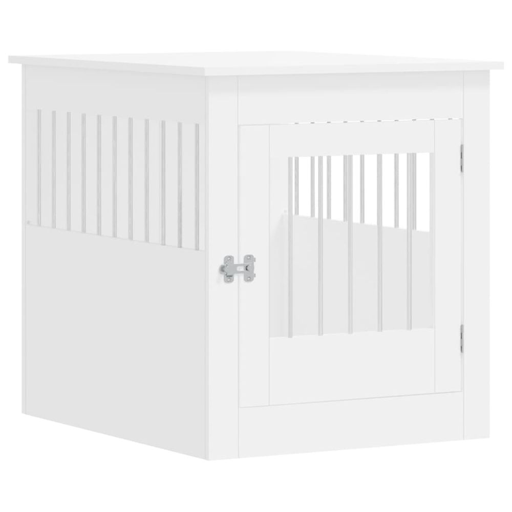 Meuble de cage pour chiens blanc 64,5x80x71cm bois d'ingénierie