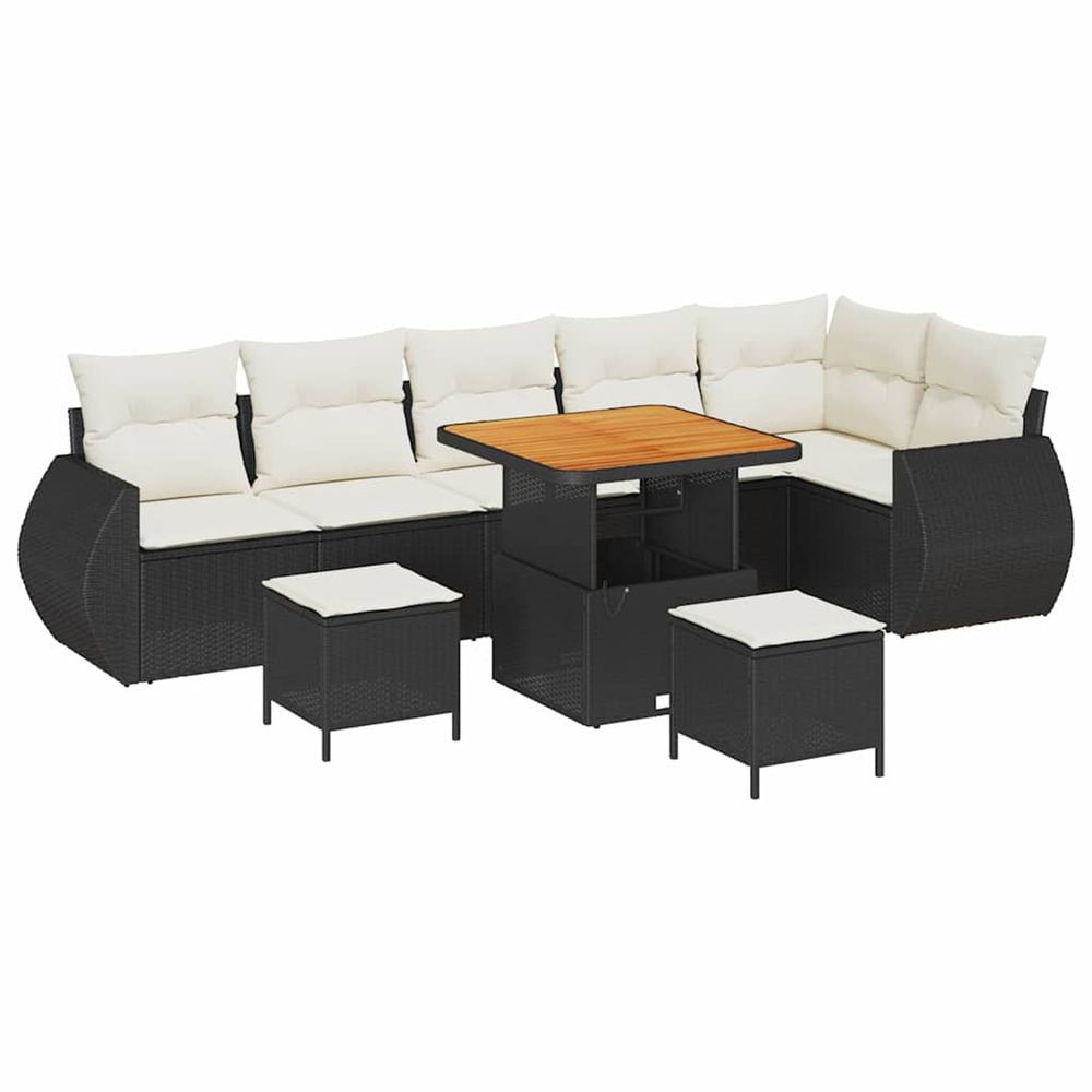 Ensemble de canapé de jardin 9 pc noir polyrotin