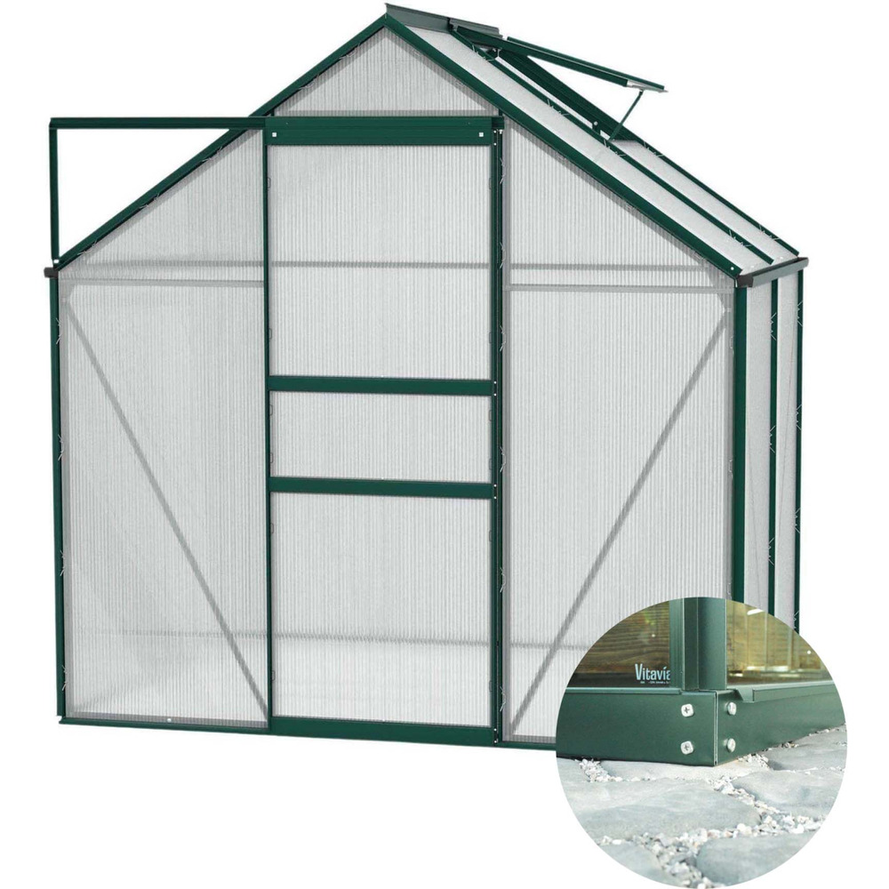 Serre de jardin en polycarbonate 6 mm et aluminium vert émeraude avec embase ve