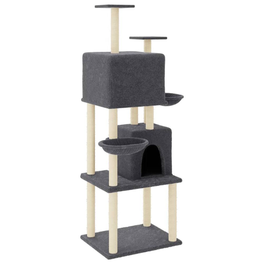 Arbre à chat avec griffoirs en sisal gris foncé 180 cm
