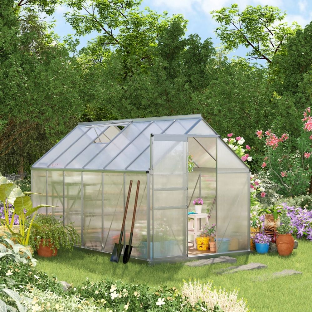 Serre de jardin aluminium polycarbonate 375 x 190 x 199 cm potager protection uv - comfortxl outdoor living