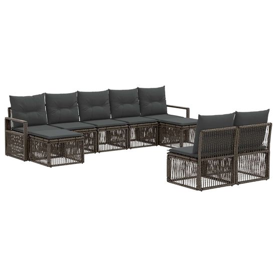 Ensemble de canapé de jardin 9 pc gris polyrotin