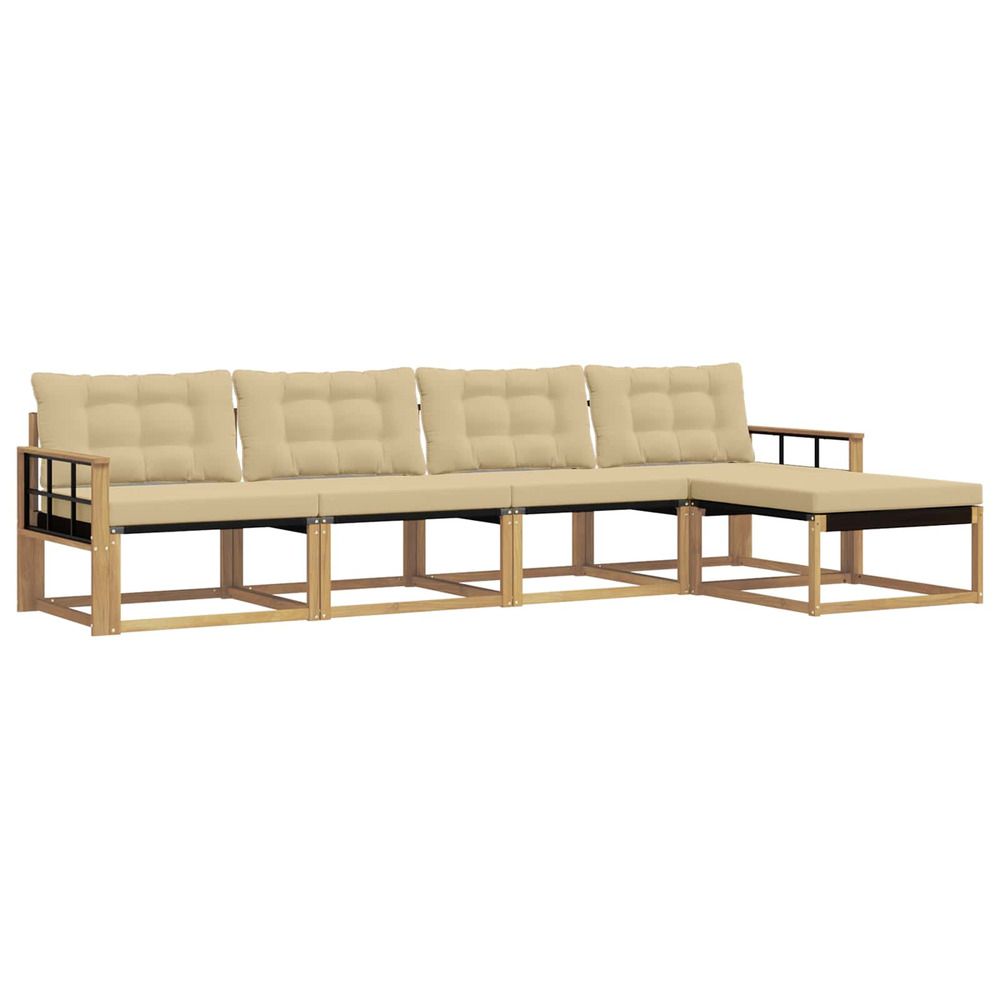 Ensemble de canapés d'extérieur 5 pc blanc et beige