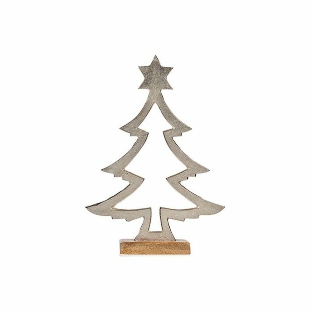 Sapin de noël silhouette 4,6 x 39 x 27 cm argenté métal bois