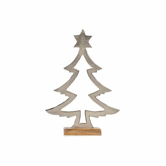 Sapin de noël silhouette 4,6 x 39 x 27 cm argenté métal bois