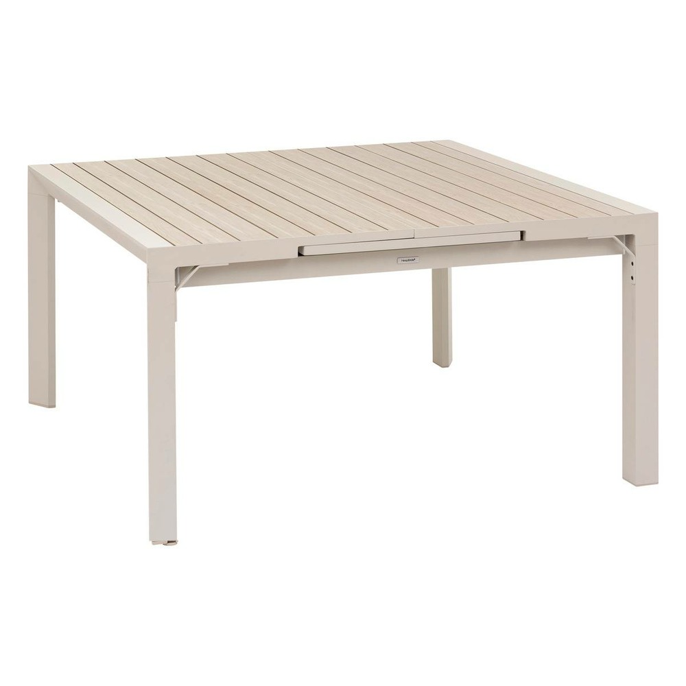 Table de jardin extensible évasion en aluminium lin et blanc traité époxy 10 places