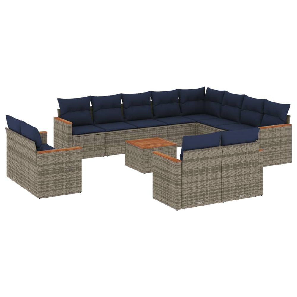 Ensemble de canapé de jardin 13 pcs avec coussins gris