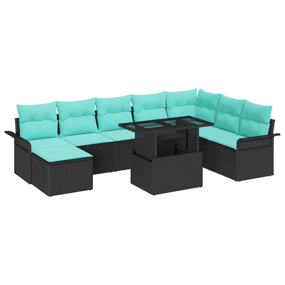 Ensemble de canapé de jardin 9 pc noir