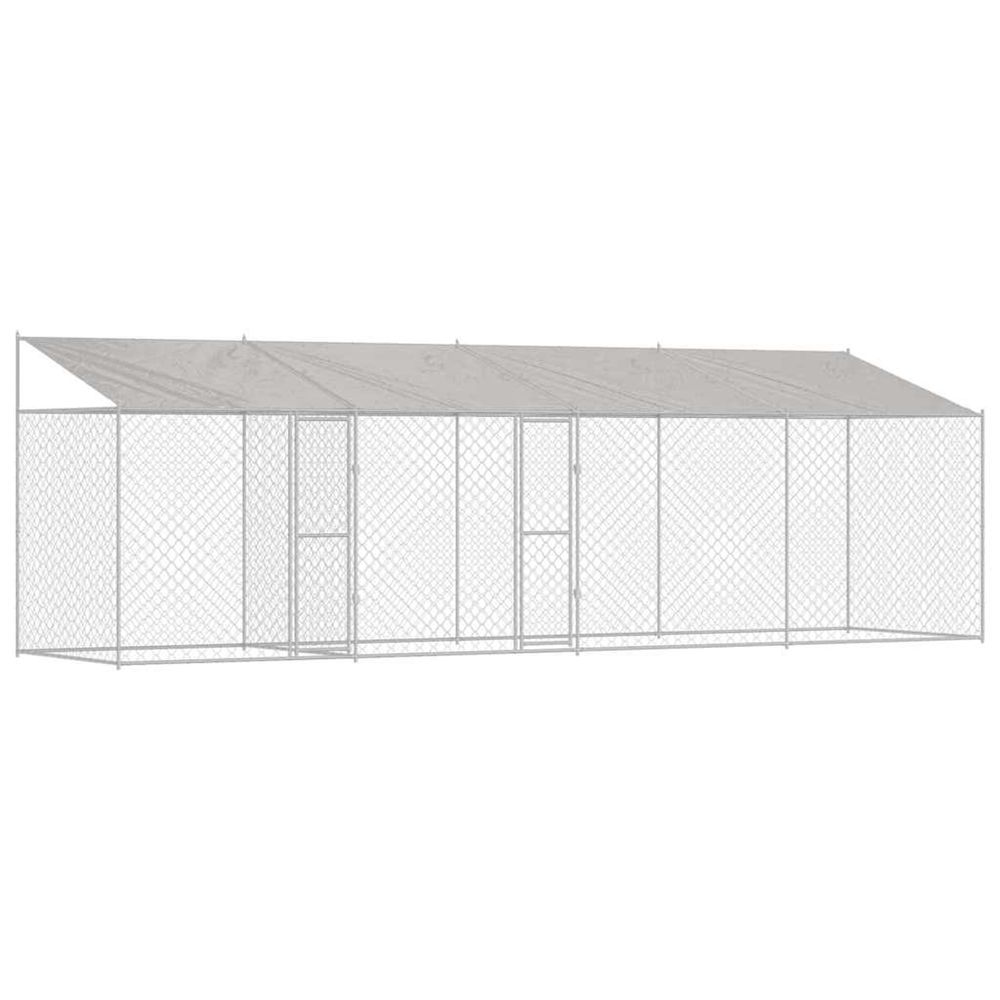 Cage pour chien avec toit argenté 800 x 200 x 256 cm