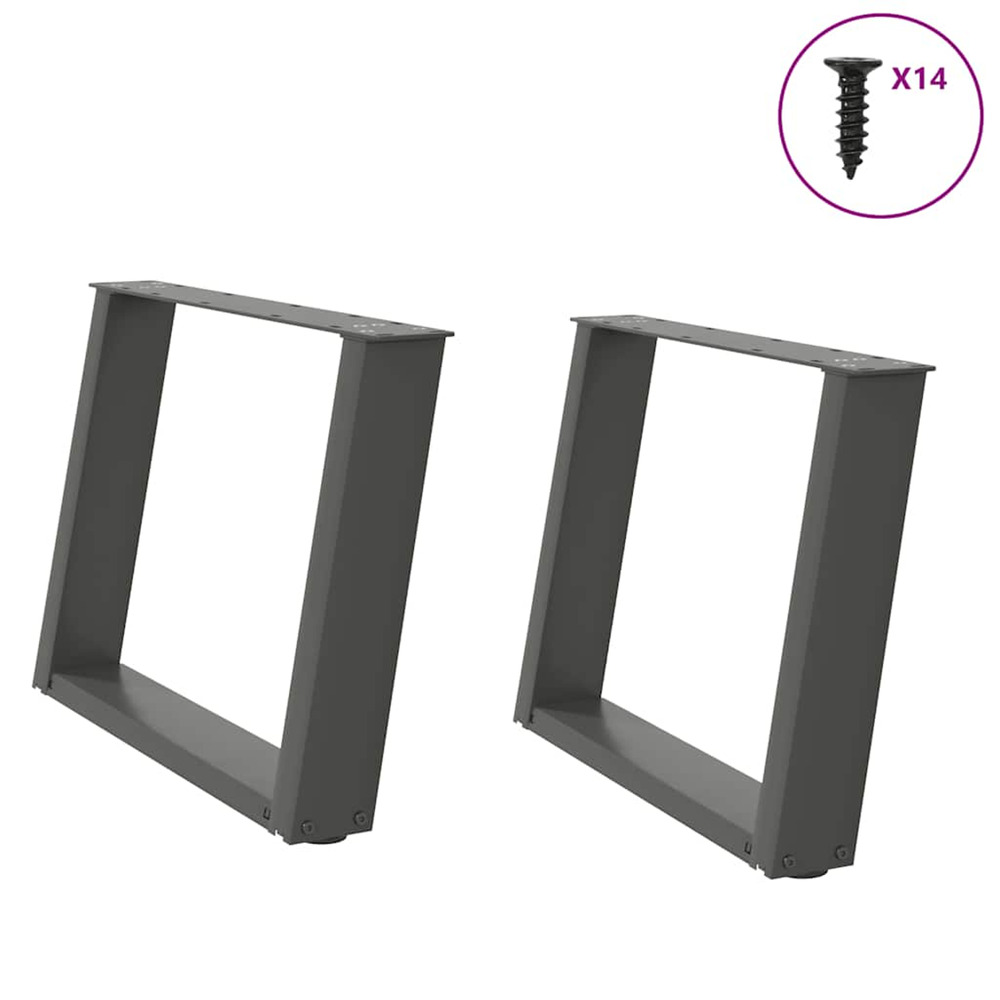Pieds de table basse en u 2 pièces anthracite 60 x (42-43) cm acier