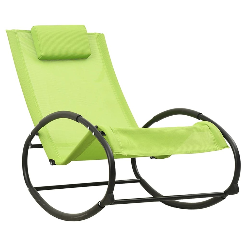 Chaise longue avec oreiller acier et textilène vert