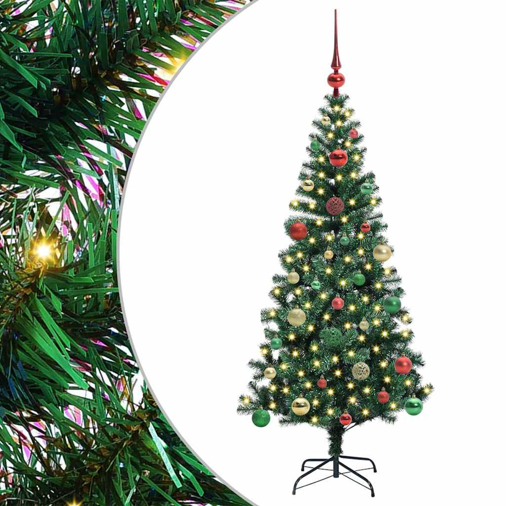 Sapin de noël artificiel pré-éclairé vert 150 cm pvc et métal