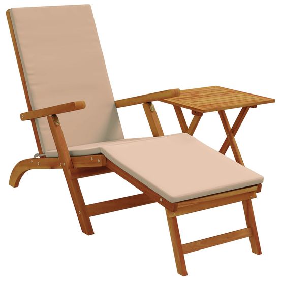 Chaise longue inclinable et pliable 2 pc bois d'acacia massif bain de soleil