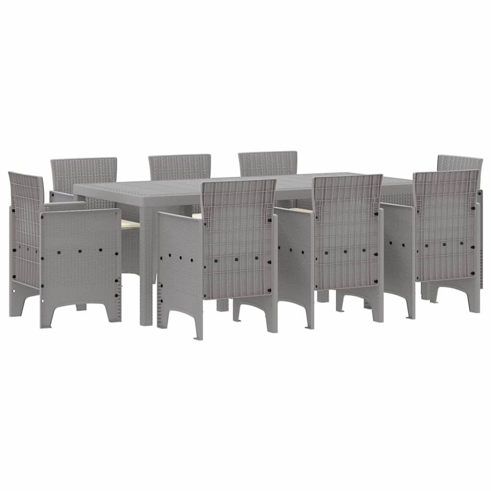 Ensemble de salle à manger pour jardin 9 pc gris clair