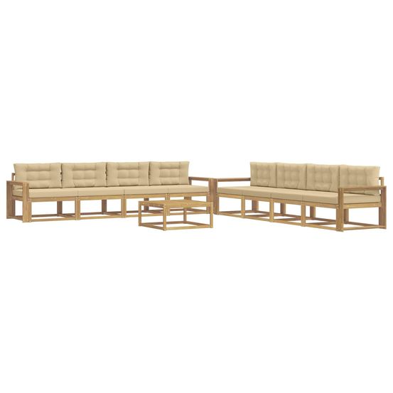 Ensemble de canapés d'extérieur 9 pc blanc et beige polyester