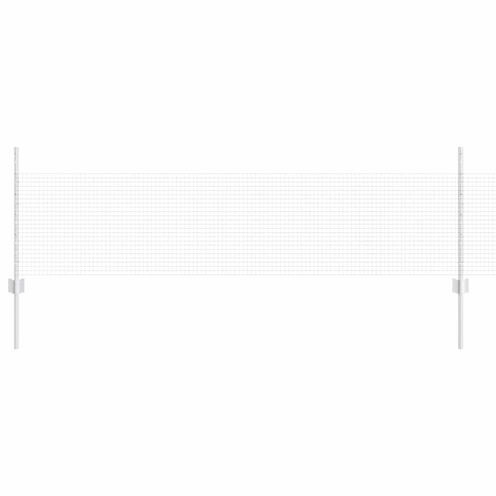 Clôture avec poteau argenté 0,5 x 10 m acier